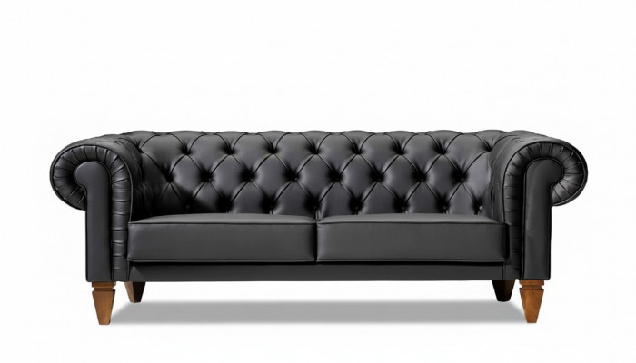 Stijlvolle Chesterfield zwarte driezits moderne chique beklede meubels