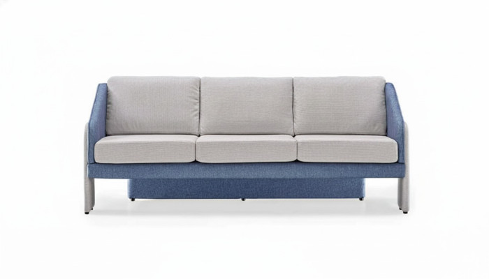 Grijs-blauwe driezitsbank moderne gestoffeerde banken designer woonkamer bank