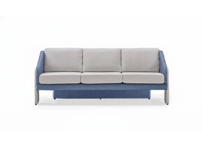 Grijs-blauwe driezitsbank moderne gestoffeerde banken designer woonkamer bank