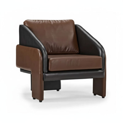 Bruin-Grijze Clubsstoel Luxe Loungestoel Relax Fauteuil Eenzitter Stoel