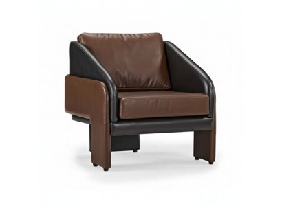 Bruin-Grijze Clubsstoel Luxe Loungestoel Relax Fauteuil Eenzitter Stoel