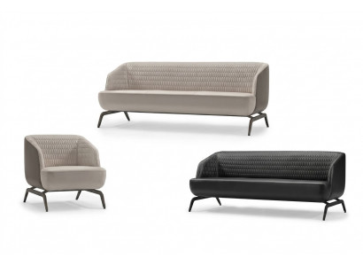 Zwart-witte bankstel luxueuze 2x driezits leren fauteuil 3-delig.