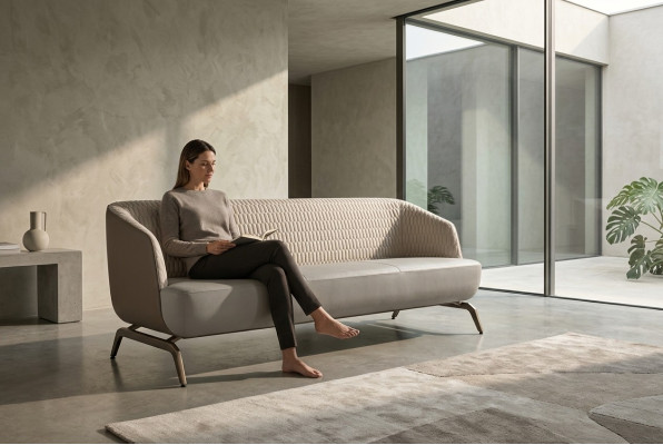 Witte gestoffeerde bank Designer woonkamer zitmeubel 3-zits textielbank
