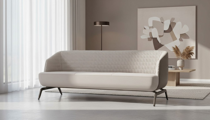 Witte gestoffeerde bank Designer woonkamer zitmeubel 3-zits textielbank