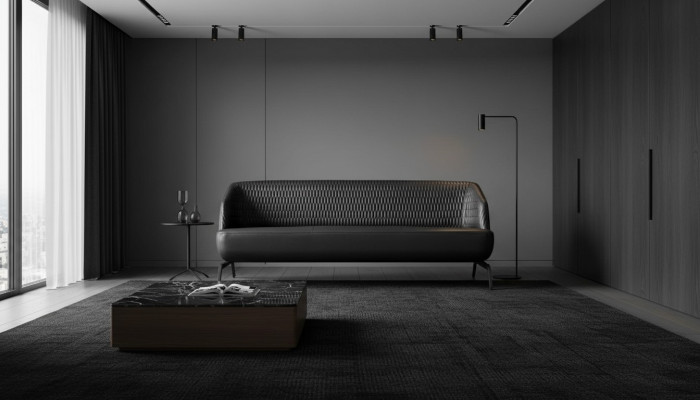 Zwart lederen designbank 3-zits bank woonkamer zitmeubel 3-zits