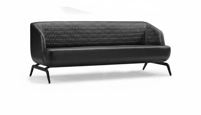 Zwart lederen designbank 3-zits bank woonkamer zitmeubel 3-zits