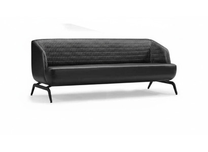 Zwart lederen designbank 3-zits bank woonkamer zitmeubel 3-zits