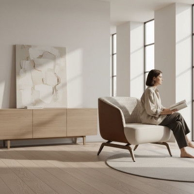 Luxe witte fauteuil designer relax fauteuil eenzitter beklede televisiestoel.