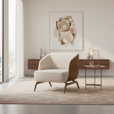 Luxe witte fauteuil designer relax fauteuil eenzitter beklede televisiestoel.