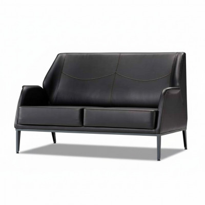 Luxe zwarte lederen designerbank moderne tweezits.