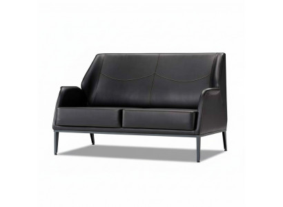 Luxe zwarte lederen designerbank moderne tweezits.