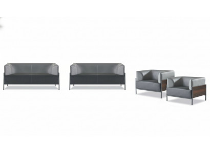 Ergonomische complete sofa-set 4-delig zwart designer bekleding moderne stijl