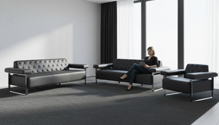 Luxus Compleet Banken 3-delig Zwart 3-zits Chesterfield Zitmeubel Modern