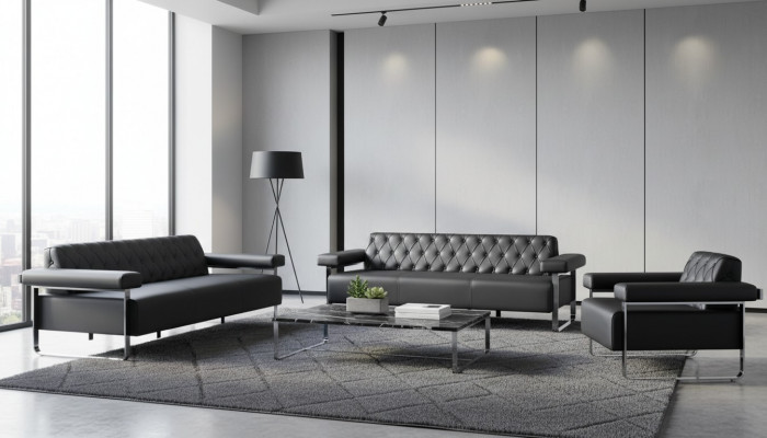 Luxus Compleet Banken 3-delig Zwart 3-zits Chesterfield Zitmeubel Modern