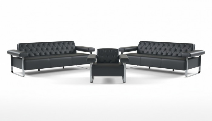 Luxus Compleet Banken 3-delig Zwart 3-zits Chesterfield Zitmeubel Modern
