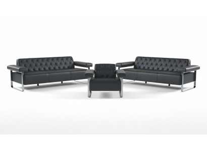 Luxus Compleet Banken 3-delig Zwart 3-zits Chesterfield Zitmeubel Modern