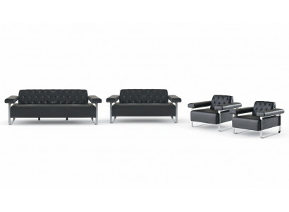 Schwarz modern design Chesterfield stijl kantoor 4-delige set zitmeubelen