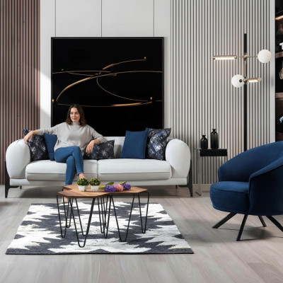 Witte relaxbank designer woonkamer zitmeubelen stoffering banken meubels