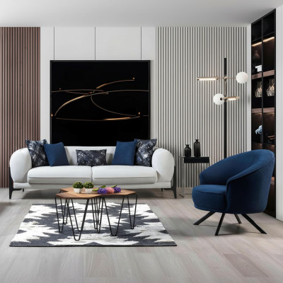 Witte relaxbank designer woonkamer zitmeubelen stoffering banken meubels