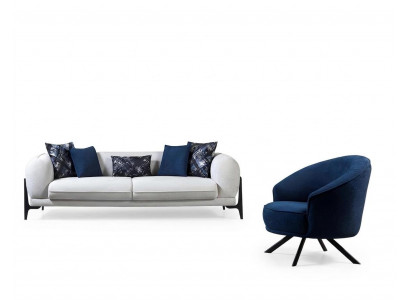 Witte relaxbank designer woonkamer zitmeubelen stoffering banken meubels