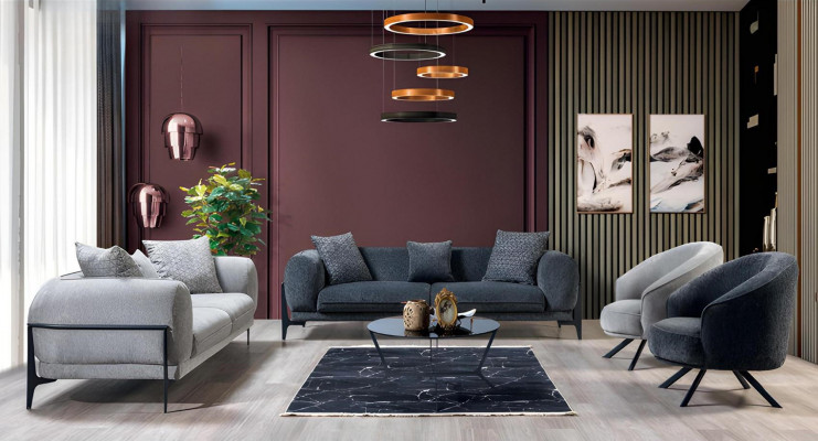 Grijze werkkamer hoekbureau Luxe houten directeur archiefbureau