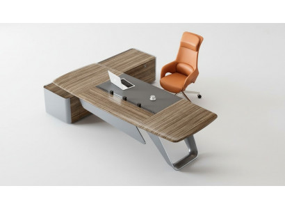 Braun-Grauer Arbeitstisch Designer Büromöbel Eckschreibtisch Holzgestell