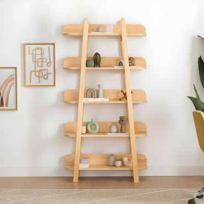 Modern beige boekenkast woonkamer opbergrekken designer houten meubels