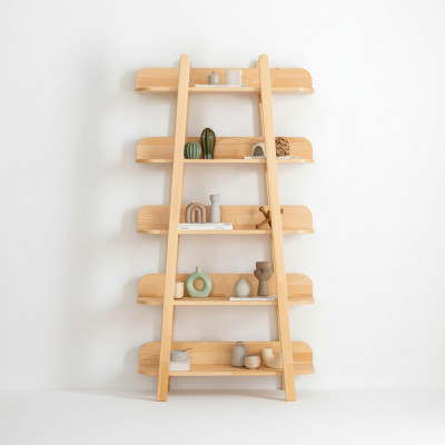 Modern beige boekenkast woonkamer opbergrekken designer houten meubels