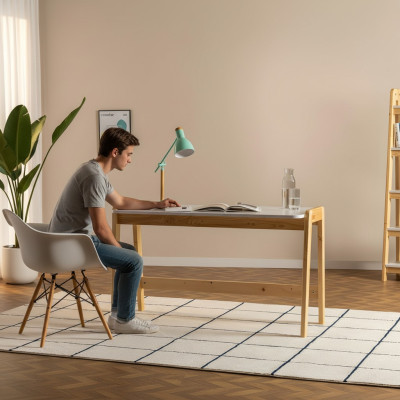 Wit-beige bureau designer bureautafels computertafels houten meubels