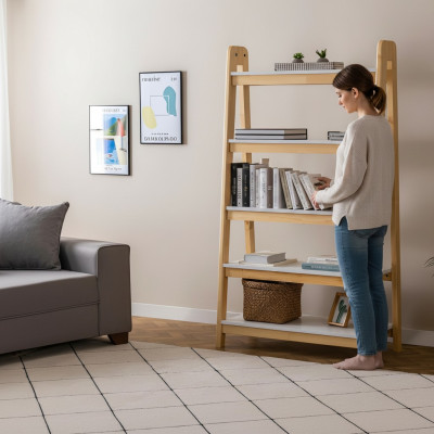 Helbeige boekenkast designer wandplanken luxueuze houten dossierkast