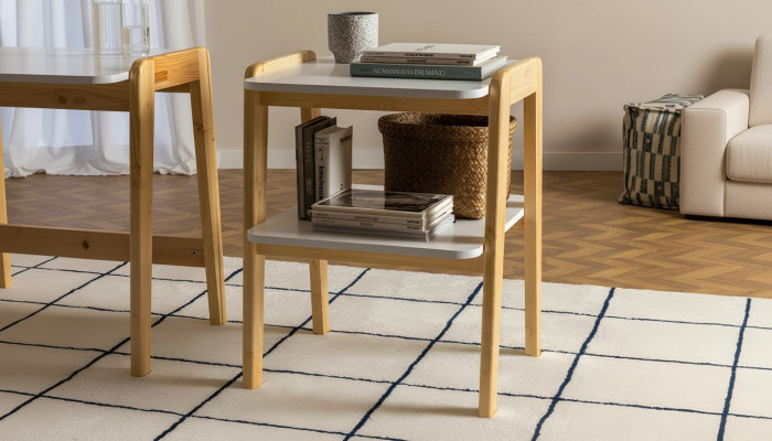 Beige-witte boekenkast designer woonkamer opbergmeubel houten frame