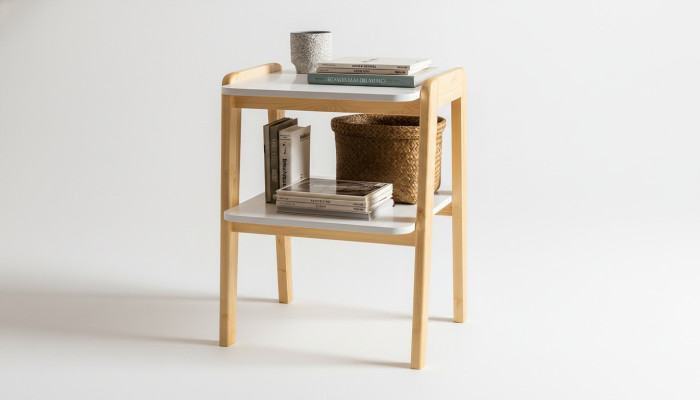 Beige-witte boekenkast designer woonkamer opbergmeubel houten frame