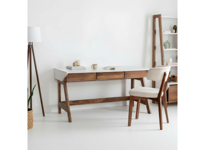 Wit-Bruin Kantoorbureau Robuuste Laptoptafel Houten Meubels