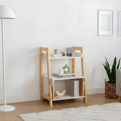 Beige-witte boekenkast plankenkast hoogwaardige houten bijzetkast