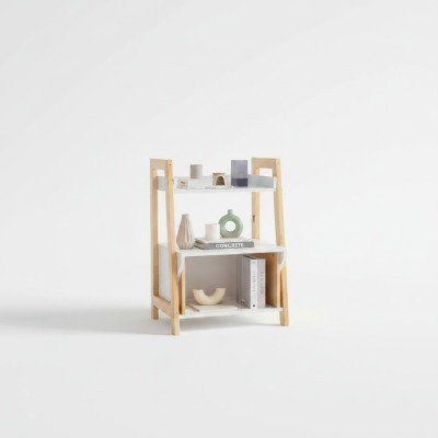 Beige-witte boekenkast plankenkast hoogwaardige houten bijzetkast