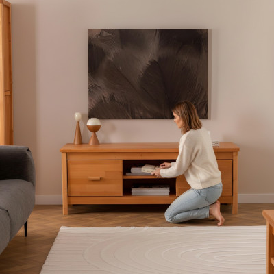 Elegante bruine TV-standaard woonkamer laag dressoir houten ladentafel