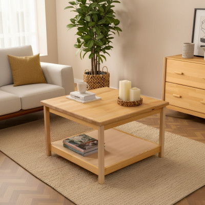 Beige houten salontafel moderne woonkamer koffietafel design meubels.