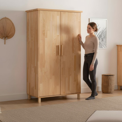 Hoogwaardige beige kledingkast, elegante 2-deurs slaapkamerkast