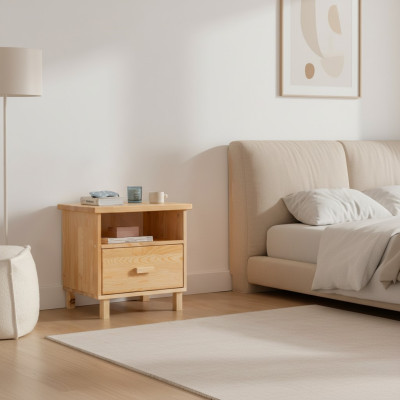 Beige ladenkast nachtkastje slaapkamer nachtkastje bijzettafel