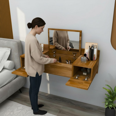 Luxus bruine kaptafel met spiegel moderne console commode slaapkamer