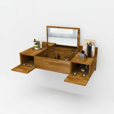 Luxus bruine kaptafel met spiegel moderne console commode slaapkamer