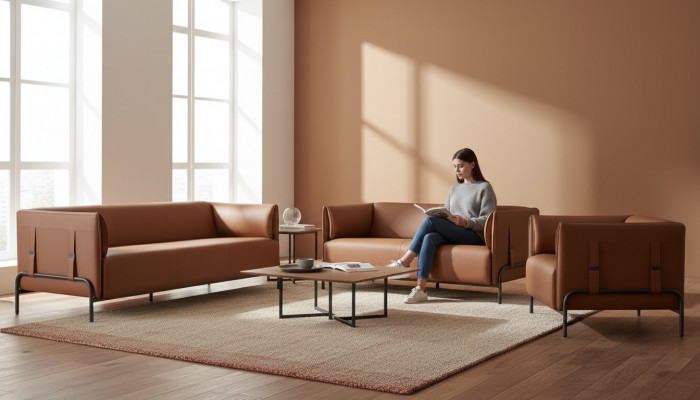 Kantoorstel 4-delig 3-zits 2-zits met 2x Fauteuil Modern Design Stijl