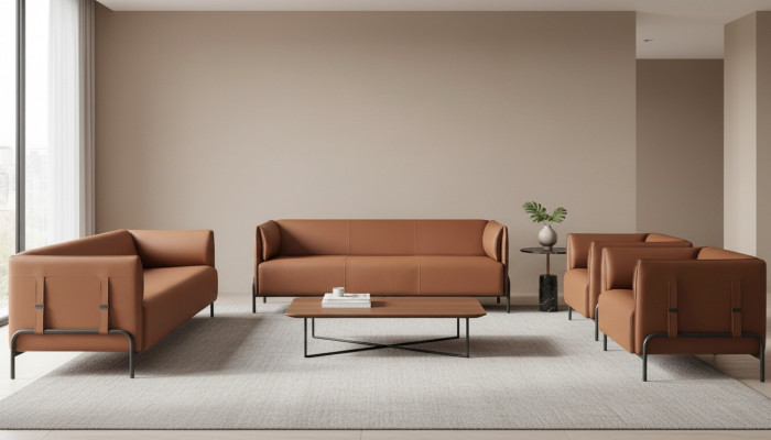 Kantoorstel 4-delig 3-zits 2-zits met 2x Fauteuil Modern Design Stijl