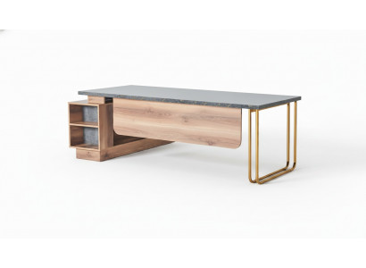 Bureautafel Bruin Grijs Tweekleurig Modern Design Werkkamer Rechthoekig