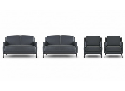 Werkplekset 4-delig 2x 2-zits 2x fauteuil donkergrijs effen modern