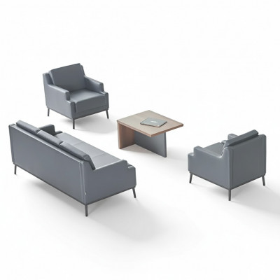 Werkkamer-Set 4-delig 3-zitsbank 2x fauteuil salontafel donkergrijs bruin