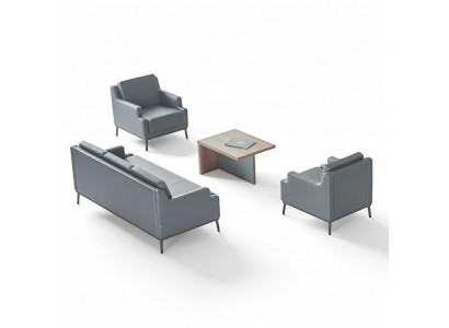 Werkkamer-Set 4-delig 3-zitsbank 2x fauteuil salontafel donkergrijs bruin