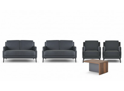 Werkplaatsset 5-delig Donkergrijs Stijl 2x 2-zitsbank 2x Fauteuil Salontafel
