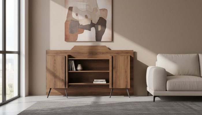 Kantoorkast Dressoir Planken Opslagruimte Bruin Effen Modern Design