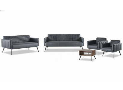 Werkplaats set 5-delig Zwart 3-zits 2-zits 2x Fauteuil Salontafel